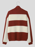 Coverwin 2024 New Fashion  Man Sweater Mens Color Block Patchwork Lapel Sweater SKUK31913
