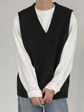 Coverwin 2024 New Fashion  Man Sweater Mens V-neck Loose Knitted Sleeveless Sweater Vest SKUI62829