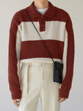 Coverwin 2024 New Fashion  Man Sweater Mens Color Block Patchwork Lapel Sweater SKUK31913
