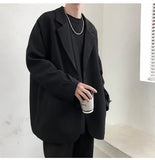 Coverwin British-style Blazers Men Leisure Trendy Loose Suit Jackets Male Retro Daily Ins Streetwear All-match Simple Korean Suit-tops