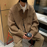 Coverwin Autumn Woolen Coat Men Fashion Oversized Vintage Woolen Jacket Men Streetwear Korean Loose Short Woolen Coat Men Plus Size M-5XL