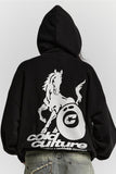 Coverwin Harajuku Playing Horse Printing Hoodies Women Grunge Oversized Hoodie Sweatshirts Gothic Y2k Tops Clothes Goth Streetwear