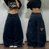 Coverwin Streetwear Fashion New Letters Embroidered Washed Baggy Jeans Women Y2K Harajuku Gothic Hiphop Popular High Waist Wide Leg Pants