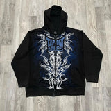 Coverwin European and American Y2k hip-hop goth tapout trendy printed zipper hoodie retro loose long-sleeved streetwear for men and women