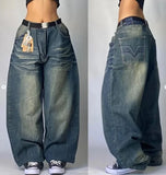 Coverwin-Y2K Street Dress Harajuku Hip-hop Retro Work Jeans  New Gothic High Waist Loose Wide-leg Pants Long Jeans for Men and Women