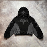 Coverwin Gothic Retro Harajuku Star Embroidered Letter Oversized Hoodie Men's And Women's Y2K American Hip-hop New Trend Sports Hoodie