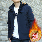 Coverwin Winter New Men's Casual Fleece Jacket, Daily Loose Zipper and Fleece Jacket, Outdoor Cardigan, Hooded Solid Color Cotton Jacket