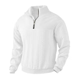 Coverwin 2025 Autumn/Winter New Men's Stand Up  Pullover Loose Sports Shirt Fashion Thick Bottom Solid Color Long Sleeve