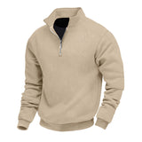 Coverwin 2025 Spring and Autumn New Men's Flip Collar Zipper Long Sleeve Hoodie Men's Loose Casual Sweatshirt