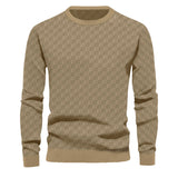 Coverwin Winter New Checkered Pullover Round Neck Botto Men's Coat Fashion Small Check Waffle Youth Round Neck Jacquard Check Hoodie