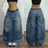 Coverwin Street Fashion New Stitching Washed Baggy Jeans Men Y2K Hip Hop Harajuku Punk Rock Casual Couple High Waist Wide Leg Pants