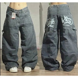 Coverwin Streetwear Baggy Jeans Y2K Fashion Hip Hop Retro Pocket Baggy Jeans Black Pants Men Women Punk Rock High Waist Wide Leg Trousers