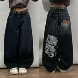 Coverwin American Women Y2K New Street Popular Straight Jeans Men Harajuku Hip Hop Punk Mopping Wide leg Pants Couple Casual Loose Jeans