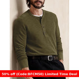 men winter outfits Autumn and Winter Men's Long-Sleeved round Neck T-shirt Men's Slim Fit Henley Shirt Casual Top