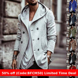 men winter outfits Autumn and Winter Men's Trench Coat Mid-Length Lapel Hooded Composite Space Cotton Double-Breasted Casual Trench Coat