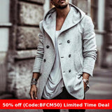 men winter outfits Autumn and Winter Men's Trench Coat Mid-Length Lapel Hooded Composite Space Cotton Double-Breasted Casual Trench Coat