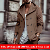 men winter outfits Autumn and Winter Men's Trench Coat Mid-Length Lapel Hooded Composite Space Cotton Double-Breasted Casual Trench Coat