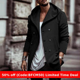 men winter outfits Autumn and Winter Men's Trench Coat Mid-Length Lapel Hooded Composite Space Cotton Double-Breasted Casual Trench Coat