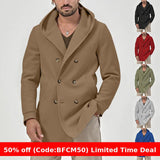 men winter outfits Spring and Autumn Men's Trench Coat Mid-Length Lapel Hooded Composite Space Cotton Double-Breasted Casual Trench Coat