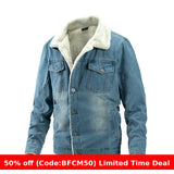 men winter outfits 2024 Winter Men's Jacket Fleece-lined Warm Denim Coat Fashion Trendy Men's Clothing American Style