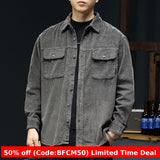 men winter outfits Reitz Corduroy Long-Sleeved Shirt Men's 2024 Autumn Trendy Shirt Men's Casual Jacket Inch Shirt