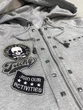 Coverwin-Fresh Fashion Solid Rivet Element Hoodies Skulls Badge Zip Up Couple Autumn Sweatshirts Oversizeds Lazy Wind Jacket Hoodies