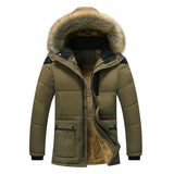 Coverwin Winter New Men's Detachable Cotton Jacket, Casual Solid Color Velvet Warm Medium Length Cotton Jacket, Men's Jacket