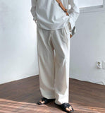 Coverwin  4378 LINEN STRAIGHT WIDE DRAPE PANTS