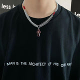 Coverwin RED CROSS CHAIN FISHBONE NECKLACE