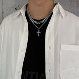 Coverwin CROSS DOUBLE CHAIN NECKLACE