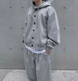 Coverwin 11080 GRAY BUTTON-UP HOODIE & WIDE SWEATPANTS