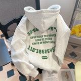 Coverwin Outfit Autumn and Winter New Couple Loose Personality Letter Printing Hooded Sweater Men and Women Hip Hop Long Sleeve Coat harajuku