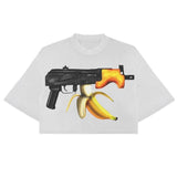 Coverwin Spoof banana gun graphic print fun oversized T-shirts for men Harajuku vintage summer new high street hip-hop versatile y2k tops