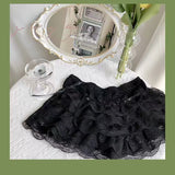 Coverwin-Y2k Lace Sweet Girl Korea Summer Skirts Women Clothes White MIni Skirt High waist Loose Grunge Kawaii Cute A-line Fluffy Skirt