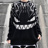 Coverwin Knitted Sweater 2022 Autumn Cotton Pullover Unisex Men Oversized Sweater Black Loose Busy letter Printing Women Vintage Retro