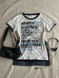 Coverwin-Aesthetic Vintage Punk Sexy Summer Short sleeve Women T Shirts Clothes Letter Gothic Streetwear Slim Emo Girl Harajuku Y2k Tops