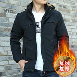 Coverwin Winter New Men's Casual Fleece Jacket, Daily Loose Zipper and Fleece Jacket, Outdoor Cardigan, Hooded Solid Color Cotton Jacket