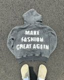 Coverwin 2024 New American Retro New Trend Gothic Letter Patch Oversized Gray Zipper Hoodie Men's Y2K Harajuku Hip-Hop Casual Street Wear