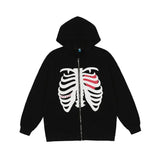 Coverwin Original Fashion 2K Skull Hoodie Women's Gothic Black Zip Oversized Sweatshirt Women's Retro Harajuku Hooded Jacket Streetwear