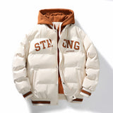 Coverwin Men's Cotton Padded Jacket Hooded Parka Letter Embroidery Zipper Pockets Coldproof Outerwear Male Coat Streetwear Chic Hot Sales