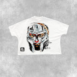 Coverwin MF Doom T Shirt Y2K Clothes Mens Harajuku Hip Hop Cartoon Graphic Print Oversized TShirt Round Neck Cotton Short Sleeve Tops