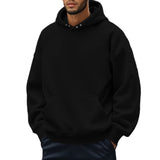 Coverwin Autumn New Fashion Men's Fleece Warm Hooded Sweatshirt Solid Color Loose Daily Outdoor Casual Top Men's Clothing