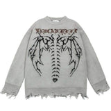 Coverwin High Street American Ins Dark Gothic Style Letter Jacquard Loose Sweater Men and Women Street Y2K Hip-hop Trendy Brand Sweater