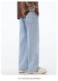 Coverwin Retro Wide Leg Padded Thickened Jeans Men's Winter Loose Straight Trousers