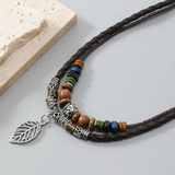 Coverwin " Boho Leaf Wood Bead" Necklaces