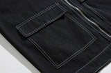 Coverwin 2024 New Fashion Men Spring outfit  No. 5290 BLACK STITCHED OUTLINE DENIM JK