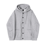 Coverwin 11080 GRAY BUTTON-UP HOODIE & WIDE SWEATPANTS