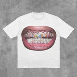 Coverwin Streetwear T Shirt Y2K Hip Hop Punk Rock Letter Graphic Print Oversized TShirt Mens Womens Round Neck Cotton Short Sleeve Tops