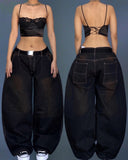 Coverwin Street Vintage Fashion New Black Washed Baggy Jeans Women Y2K Harajuku Hip Hop Popular Casual Gothic High Waist Wide Leg Pants