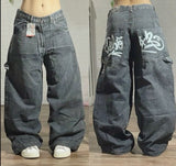 Coverwin-Y2K Street Dress Harajuku Hip-hop Retro Work Jeans  New Gothic High Waist Loose Wide-leg Pants Long Jeans for Men and Women